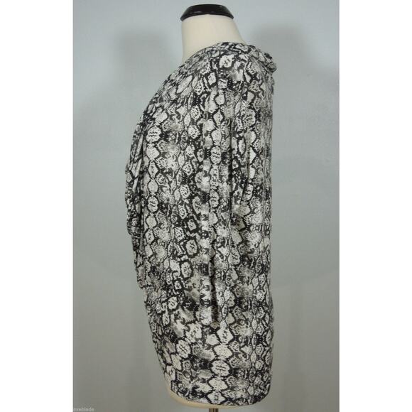 JENNIFER LOPEZ Cowl Neck Top M MEDIUM Womens Printed Cross Front - Picture 3 of 6